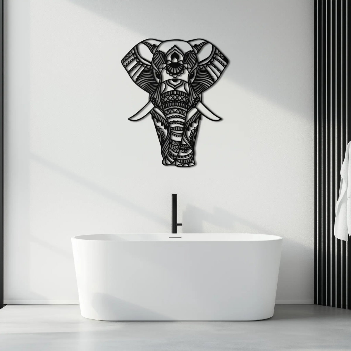 Mandala Elephant Metal Wall Art - Intricate Elephant Head Decor - KAF105 by Enova Art