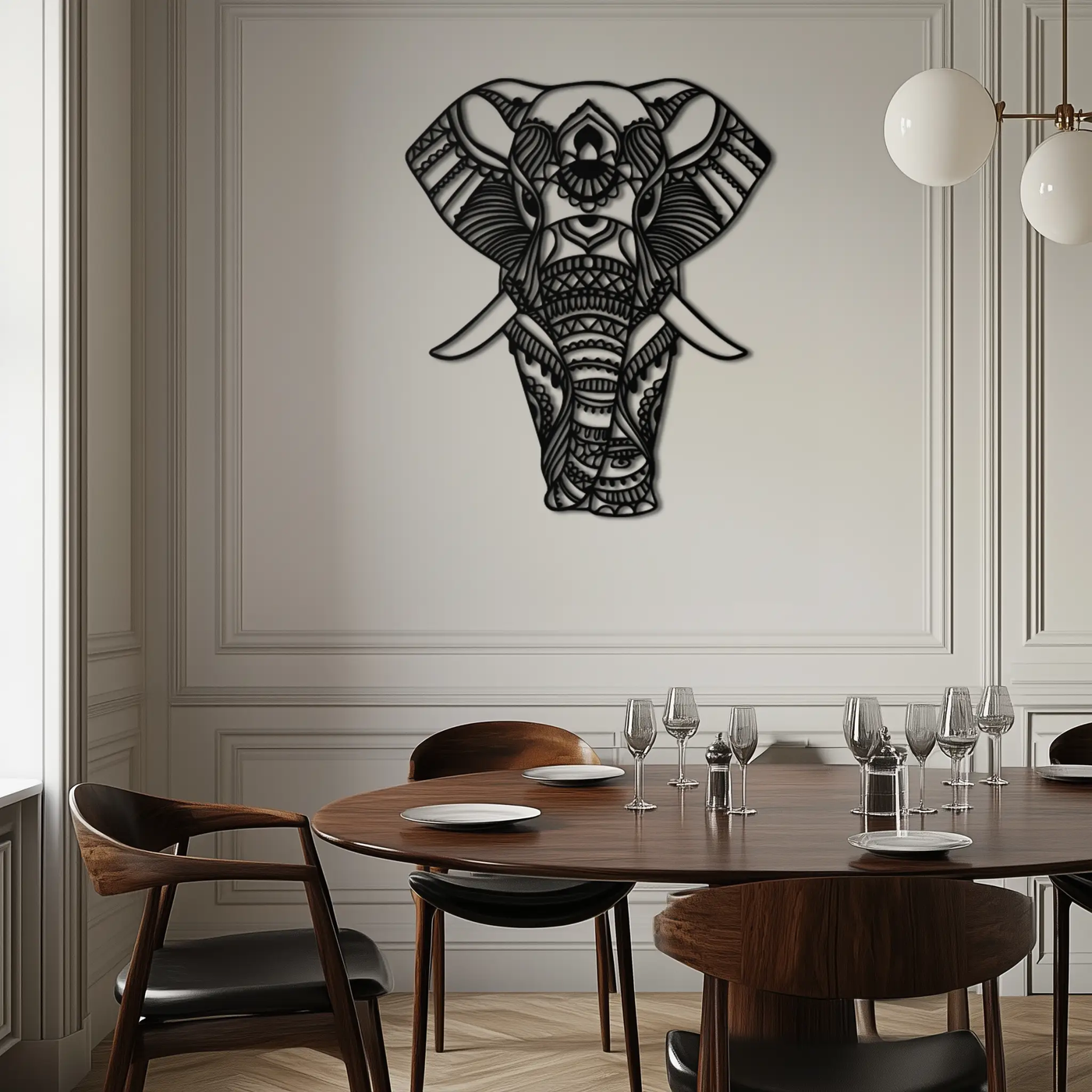 Mandala Elephant Metal Wall Art - Intricate Elephant Head Decor - KAF105 by Enova Art