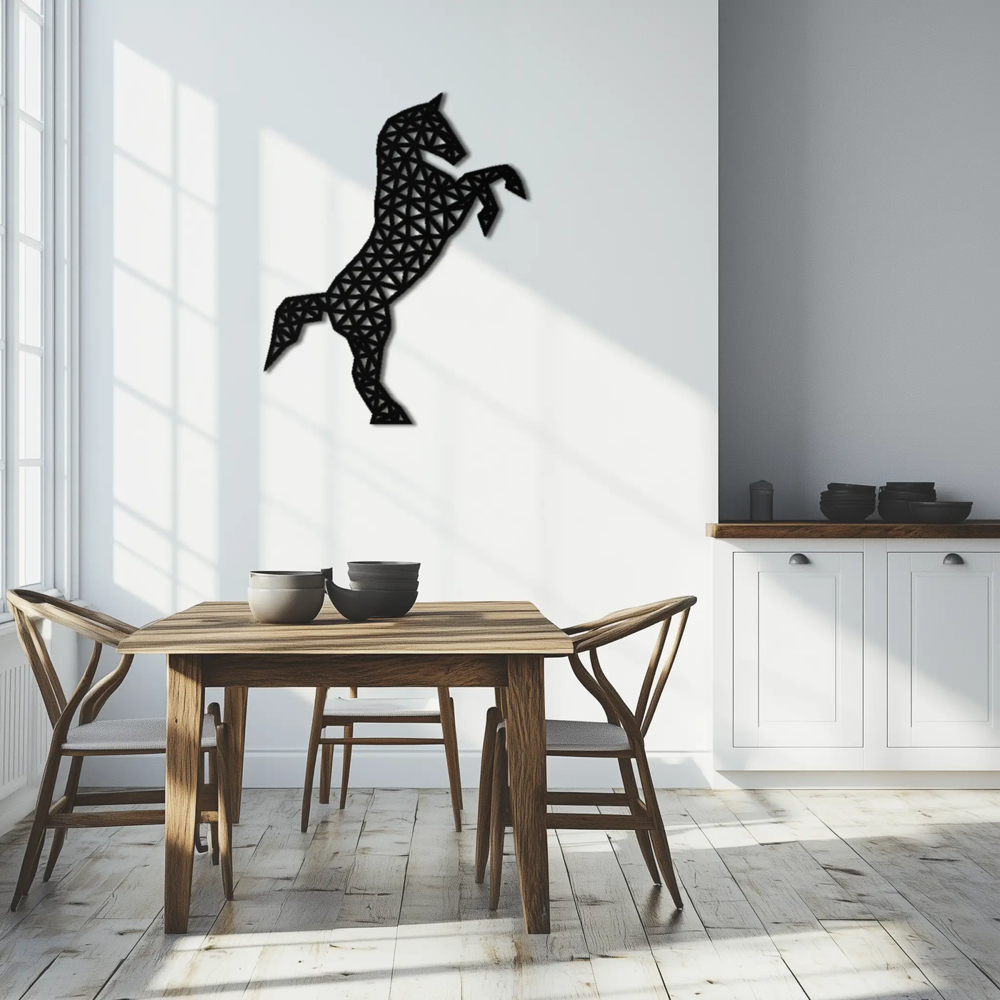 Geometric Horse Metal Wall Art - Modern Steel Horse Silhouette - KAF108 by Enova Art