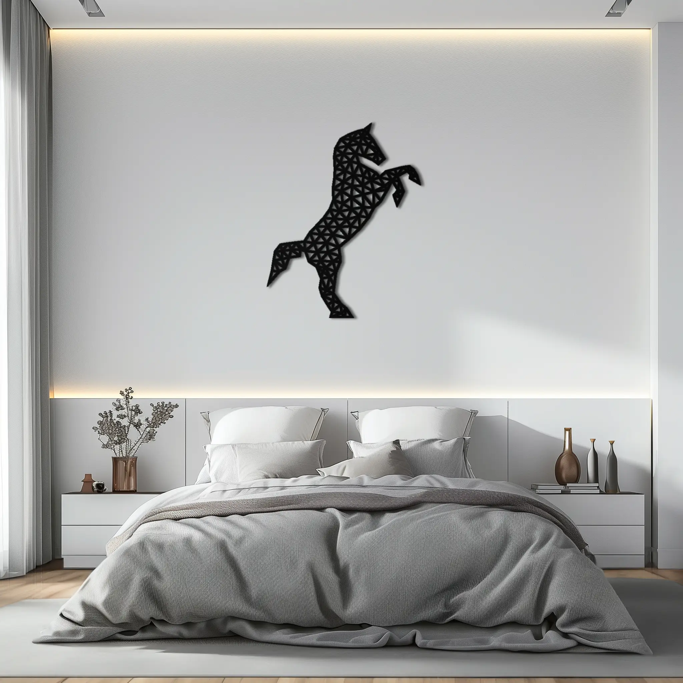 Geometric Horse Metal Wall Art - Modern Steel Horse Silhouette - KAF108 by Enova Art