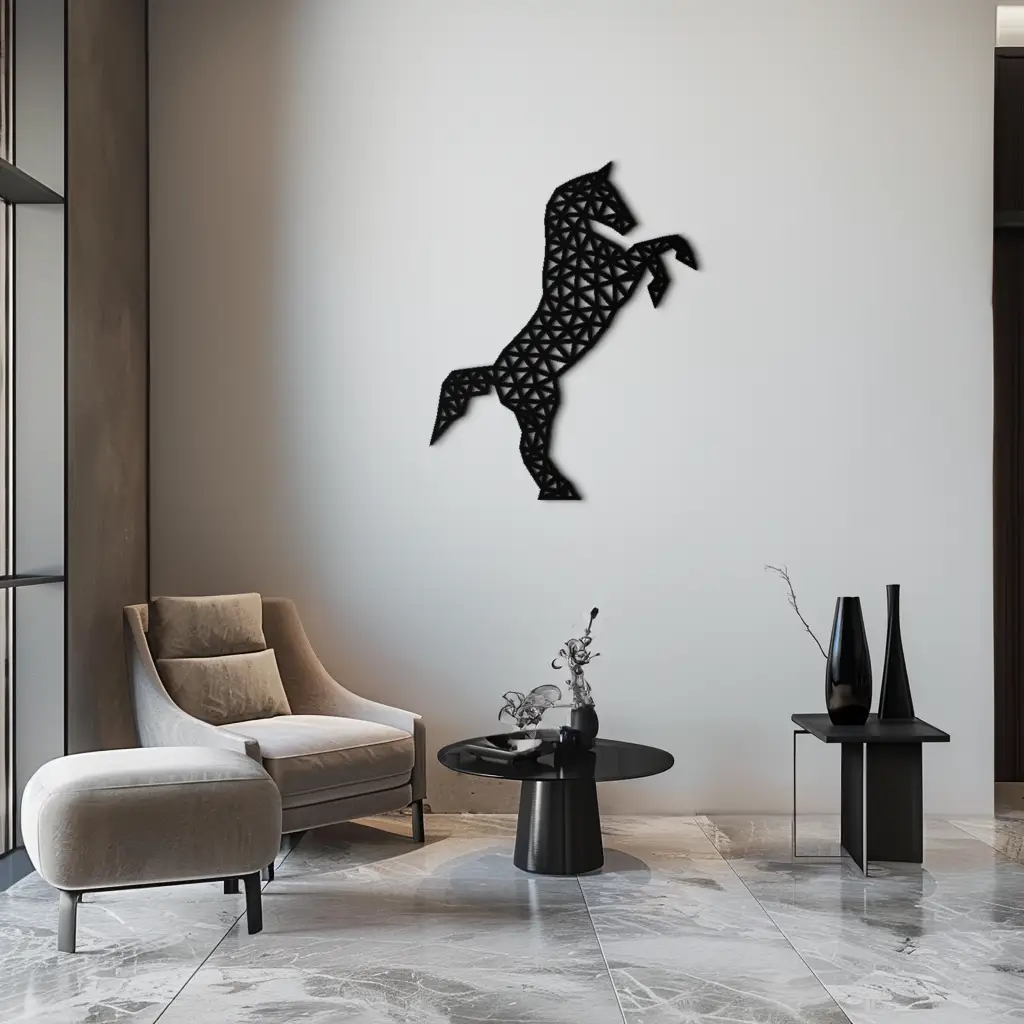 Geometric Horse Metal Wall Art - Modern Steel Horse Silhouette - KAF108 by Enova Art