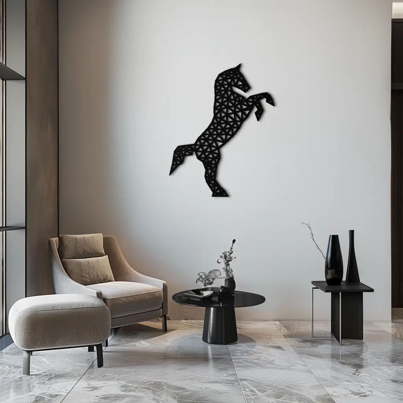 Geometric Horse Metal Wall Art - Modern Steel Horse Silhouette - KAF108 by Enova Art