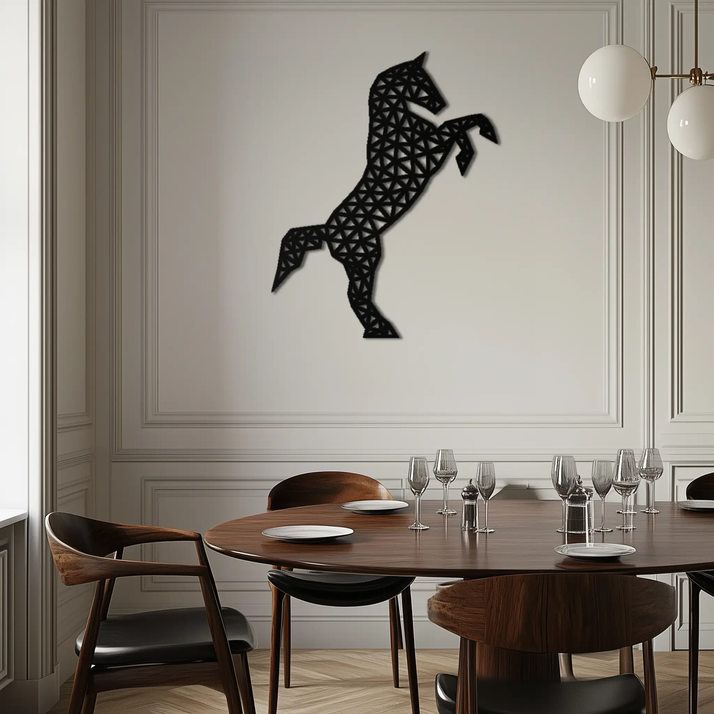 Geometric Horse Metal Wall Art - Modern Steel Horse Silhouette - KAF108 by Enova Art