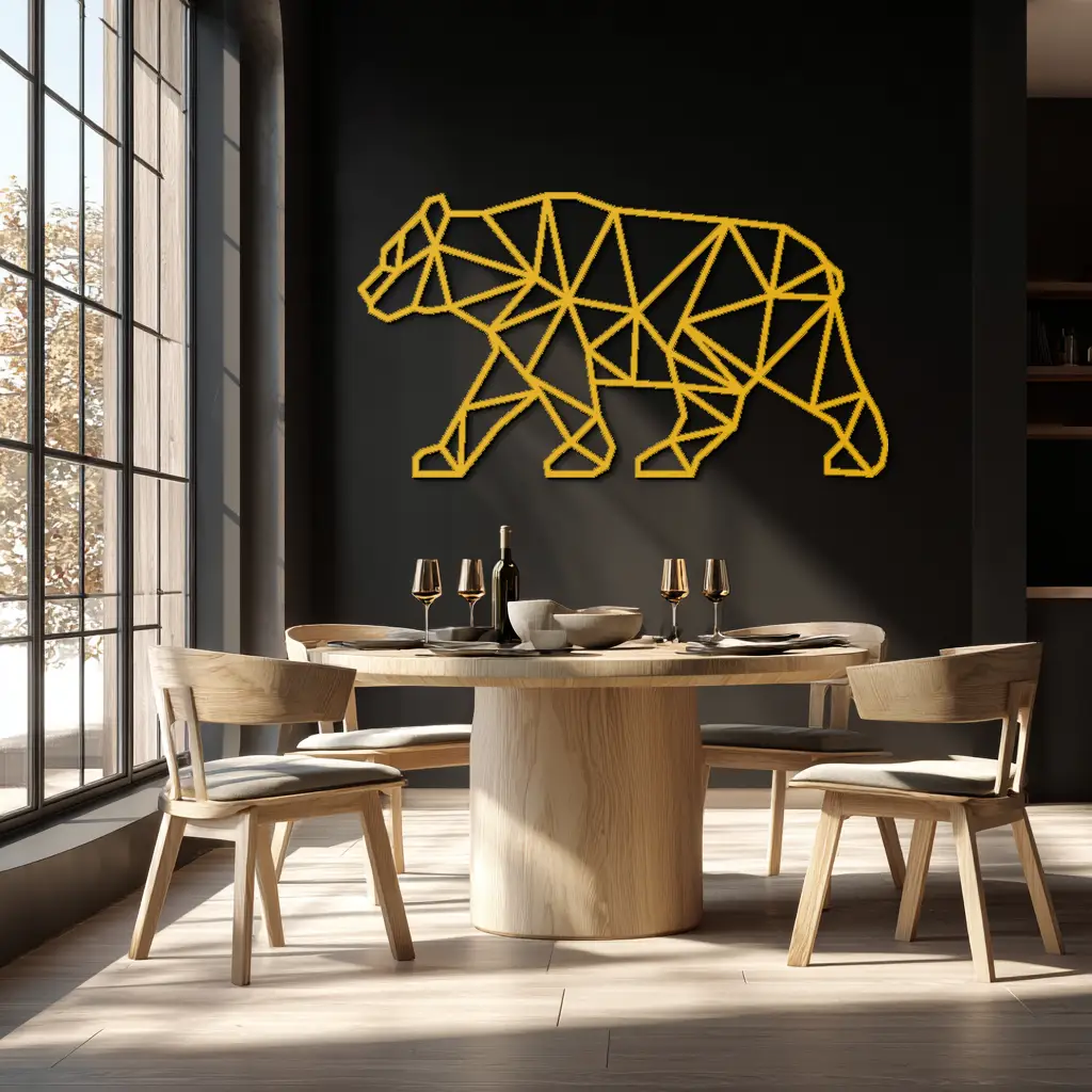 Geometric Bear Metal Wall Art - Modern Steel Animal Decor - KAF109 by Enova Art