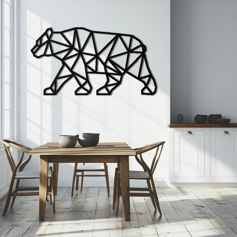 Geometric Bear Metal Wall Art - Modern Steel Animal Decor - KAF109 by Enova Art