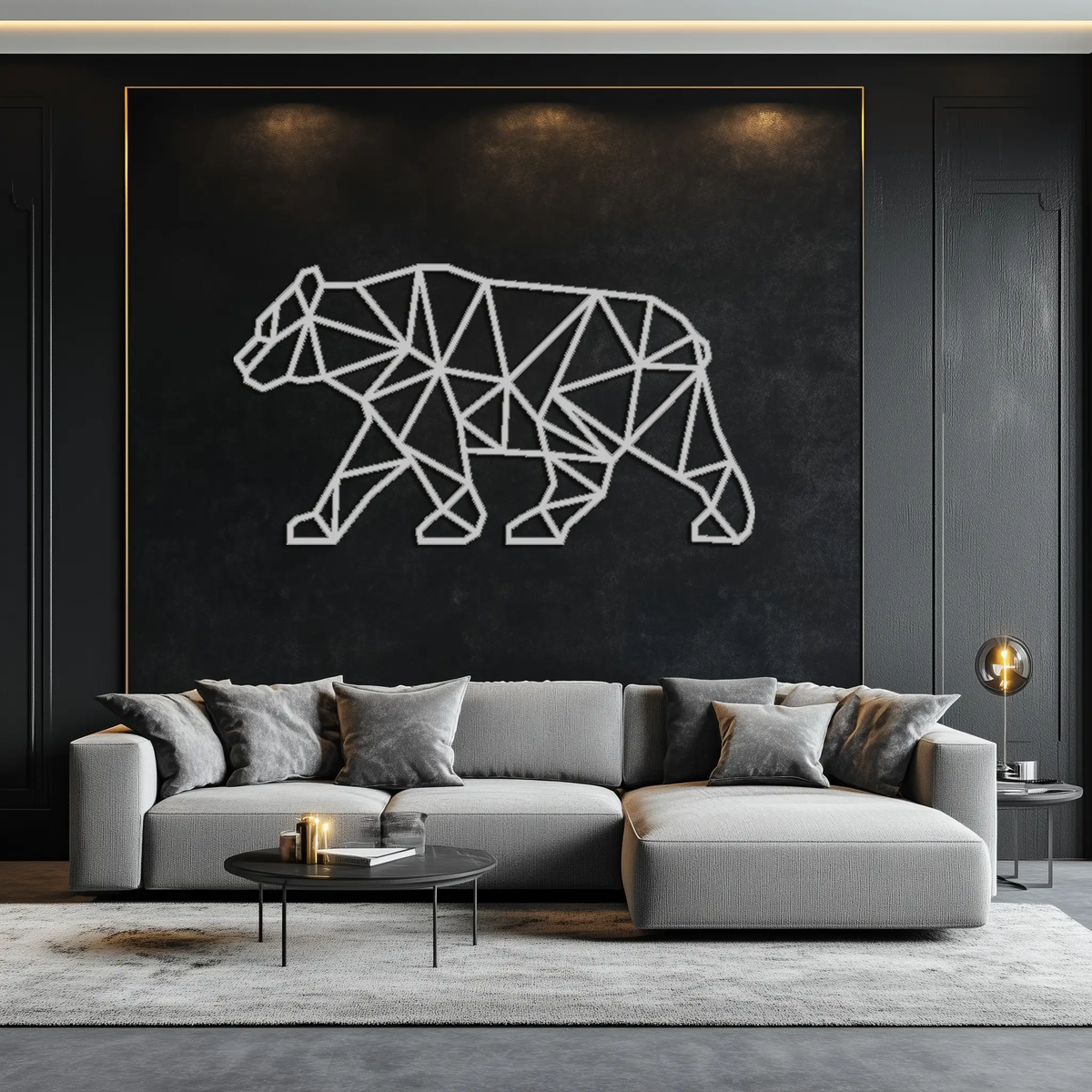 Geometric Bear Metal Wall Art - Modern Steel Animal Decor - KAF109 by Enova Art