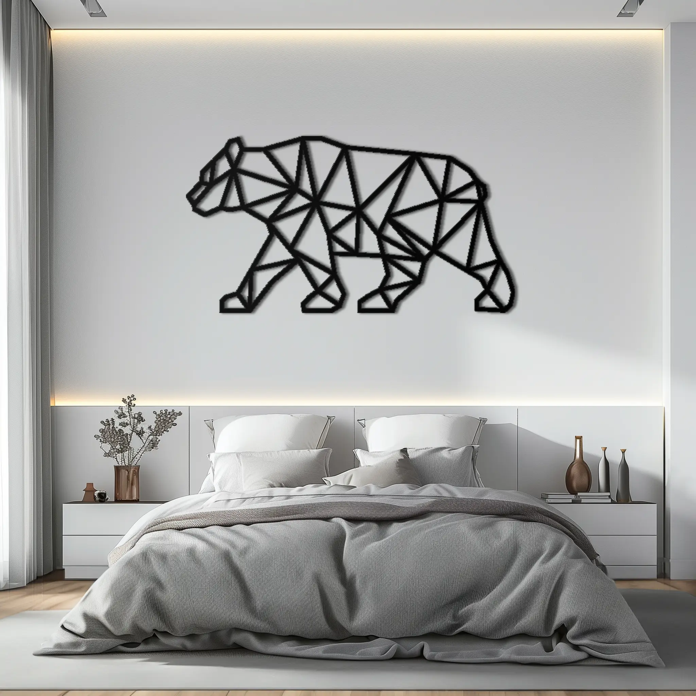 Geometric Bear Metal Wall Art - Modern Steel Animal Decor - KAF109 by Enova Art