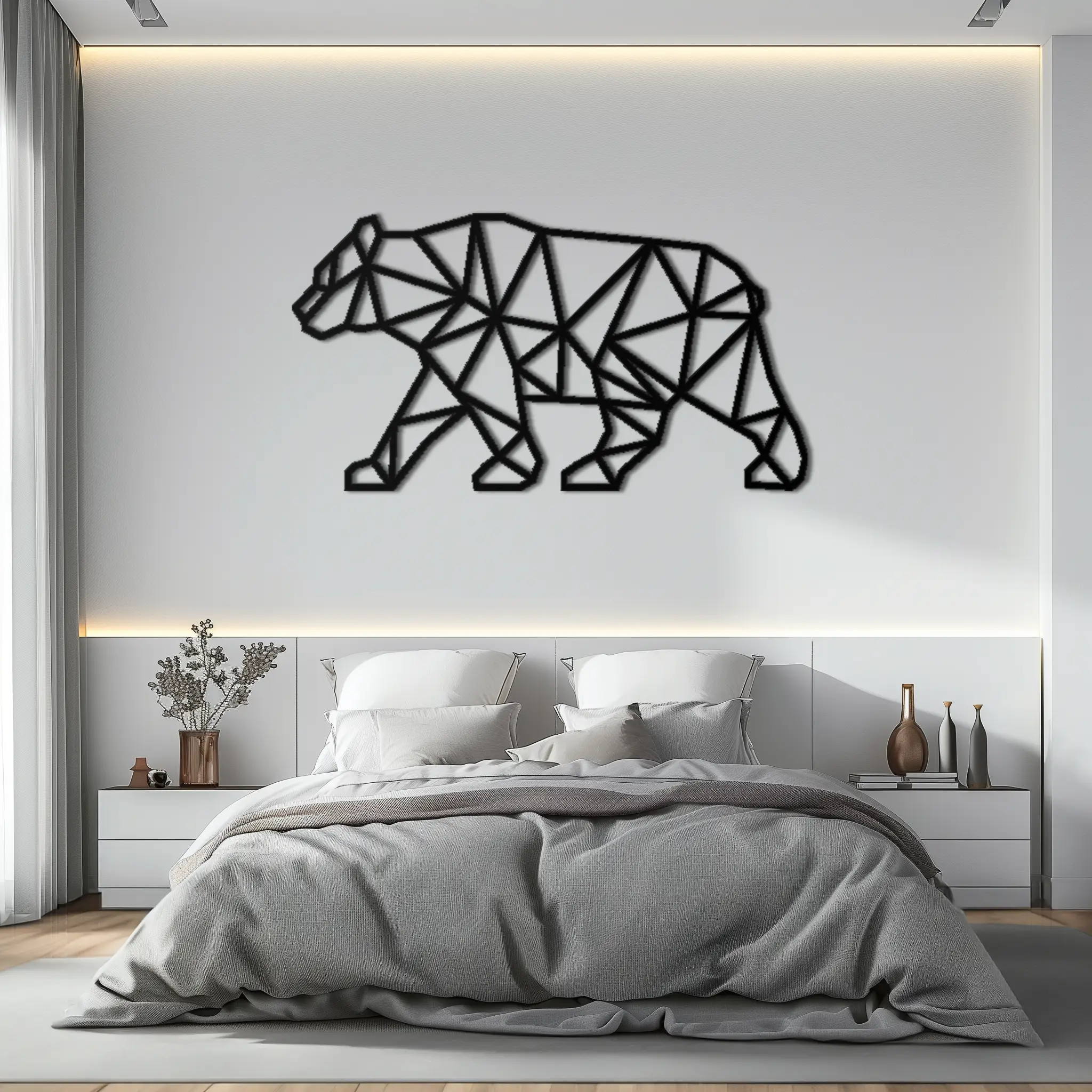 Geometric Bear Metal Wall Art - Modern Steel Animal Decor - KAF109 by Enova Art
