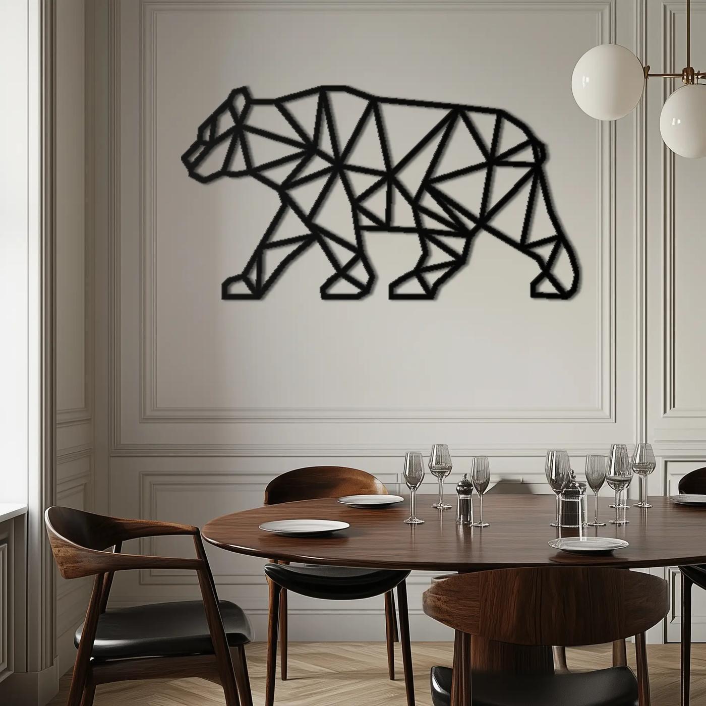 Geometric Bear Metal Wall Art - Modern Steel Animal Decor - KAF109 by Enova Art
