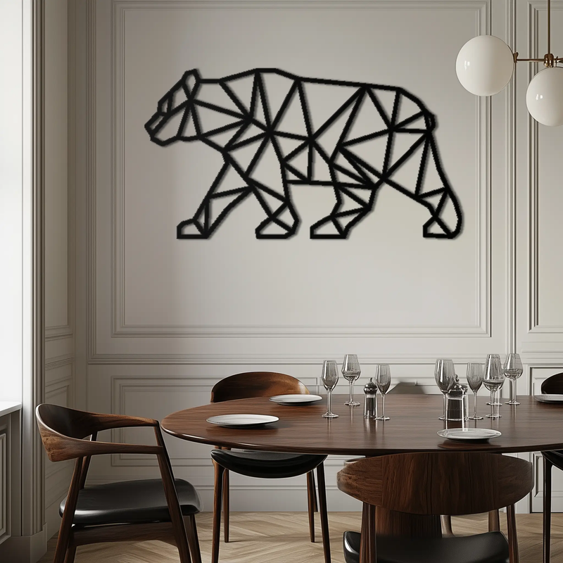 Geometric Bear Metal Wall Art - Modern Steel Animal Decor - KAF109 by Enova Art