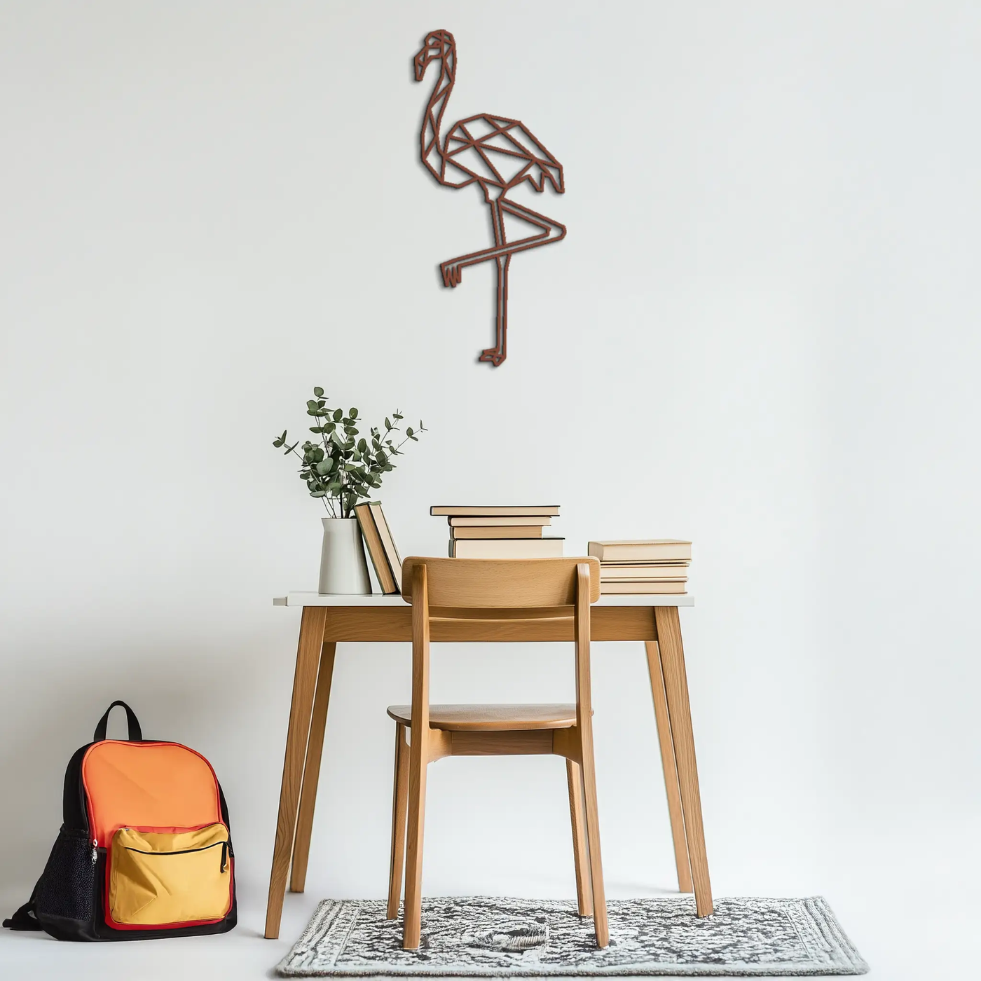 Geometric Flamingo Metal Wall Art - Modern Minimalist Steel Decor - KAF110 by Enova Art
