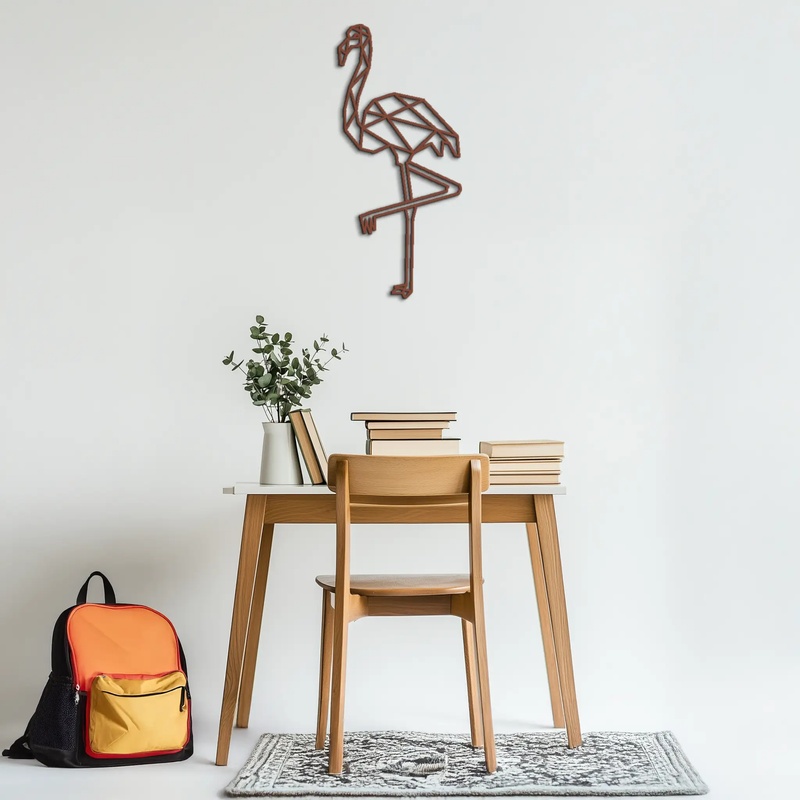 Geometric Flamingo Metal Wall Art - Modern Minimalist Steel Decor - KAF110
