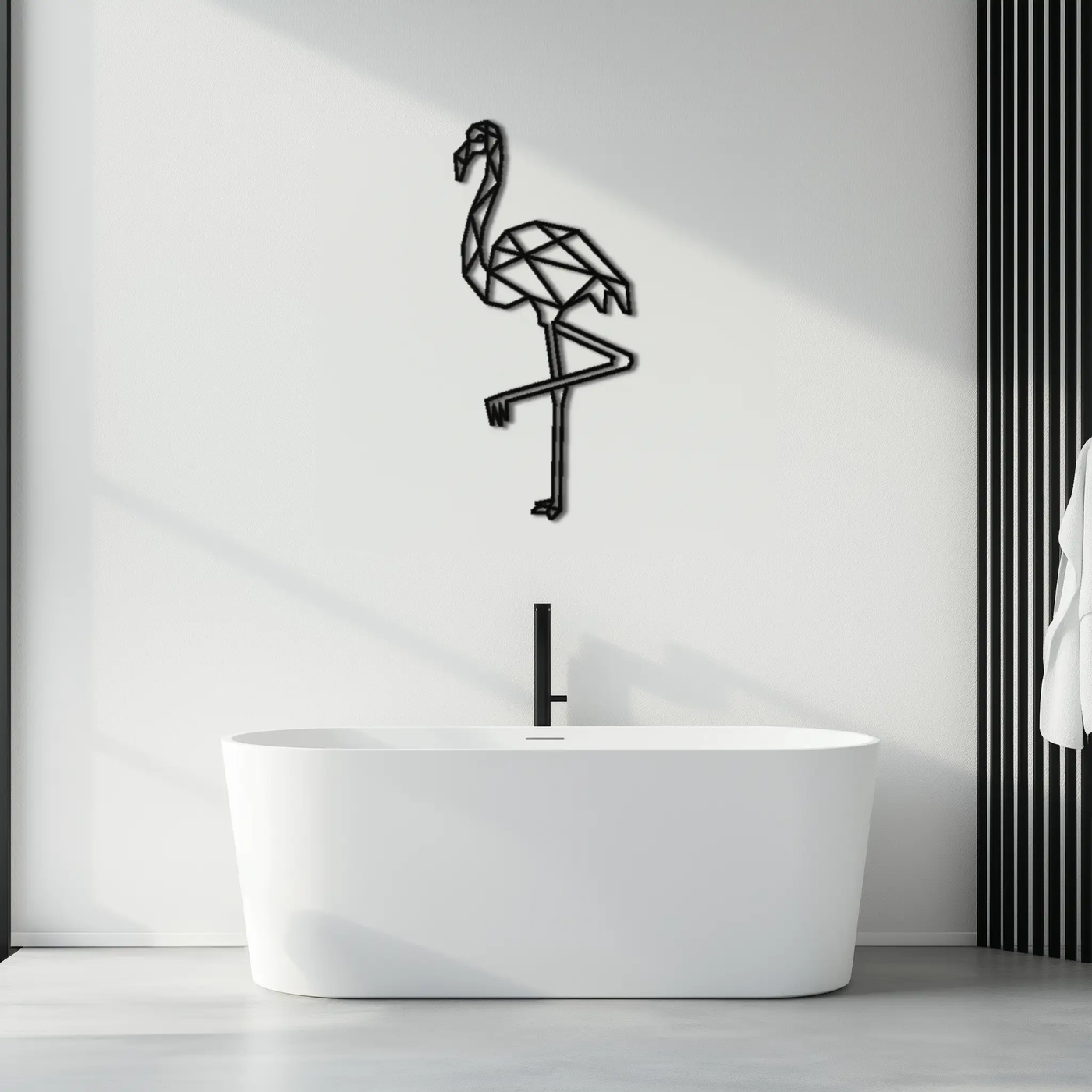 Geometric Flamingo Metal Wall Art - Modern Minimalist Steel Decor - KAF110 by Enova Art
