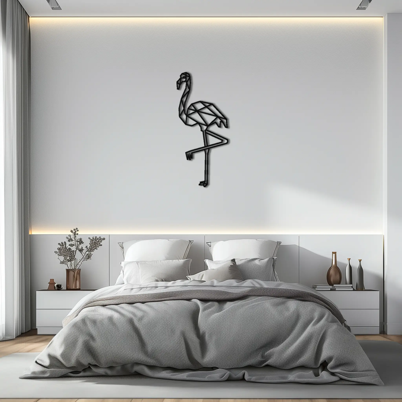 Geometric Flamingo Metal Wall Art - Modern Minimalist Steel Decor - KAF110 by Enova Art