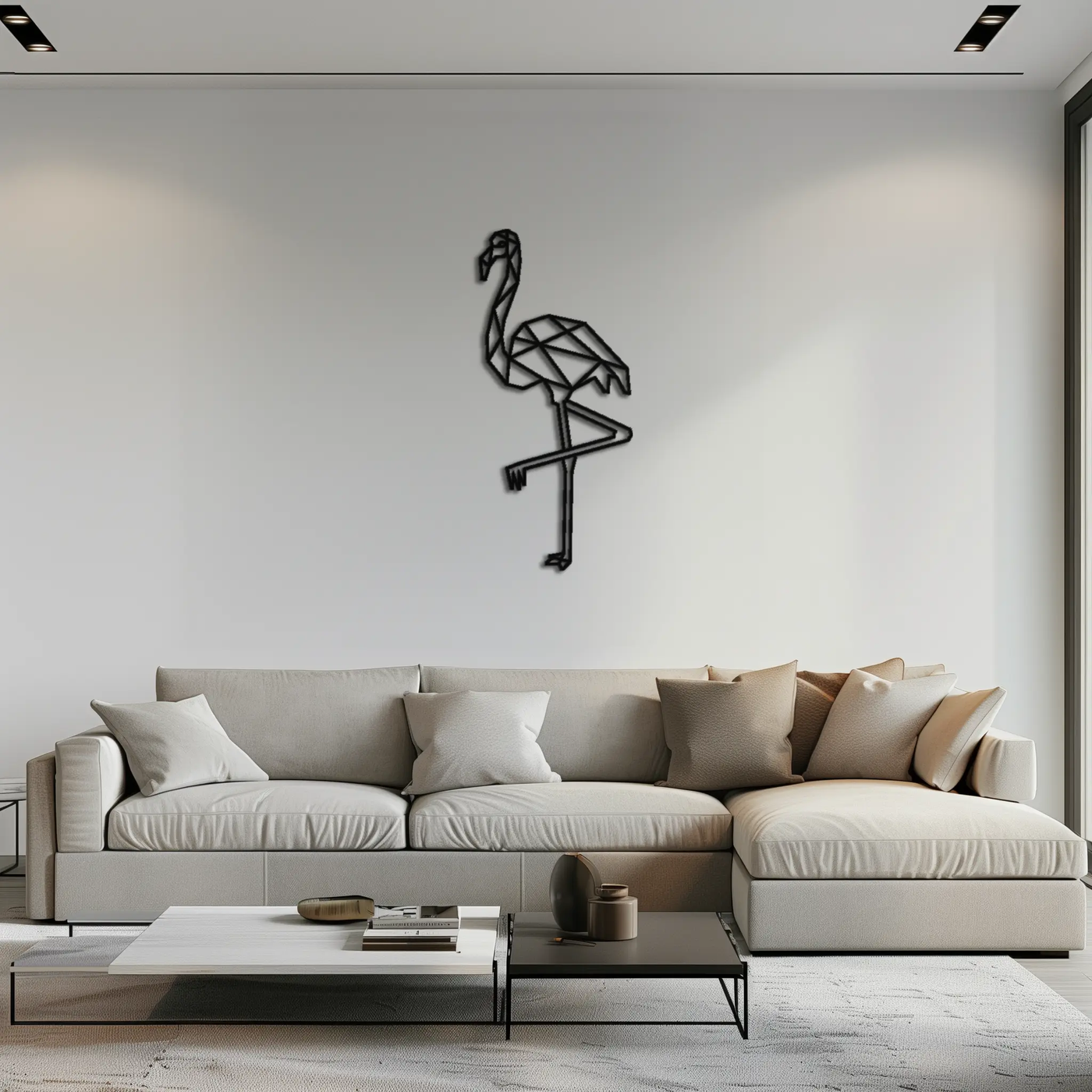 Geometric Flamingo Metal Wall Art - Modern Minimalist Steel Decor - KAF110 by Enova Art