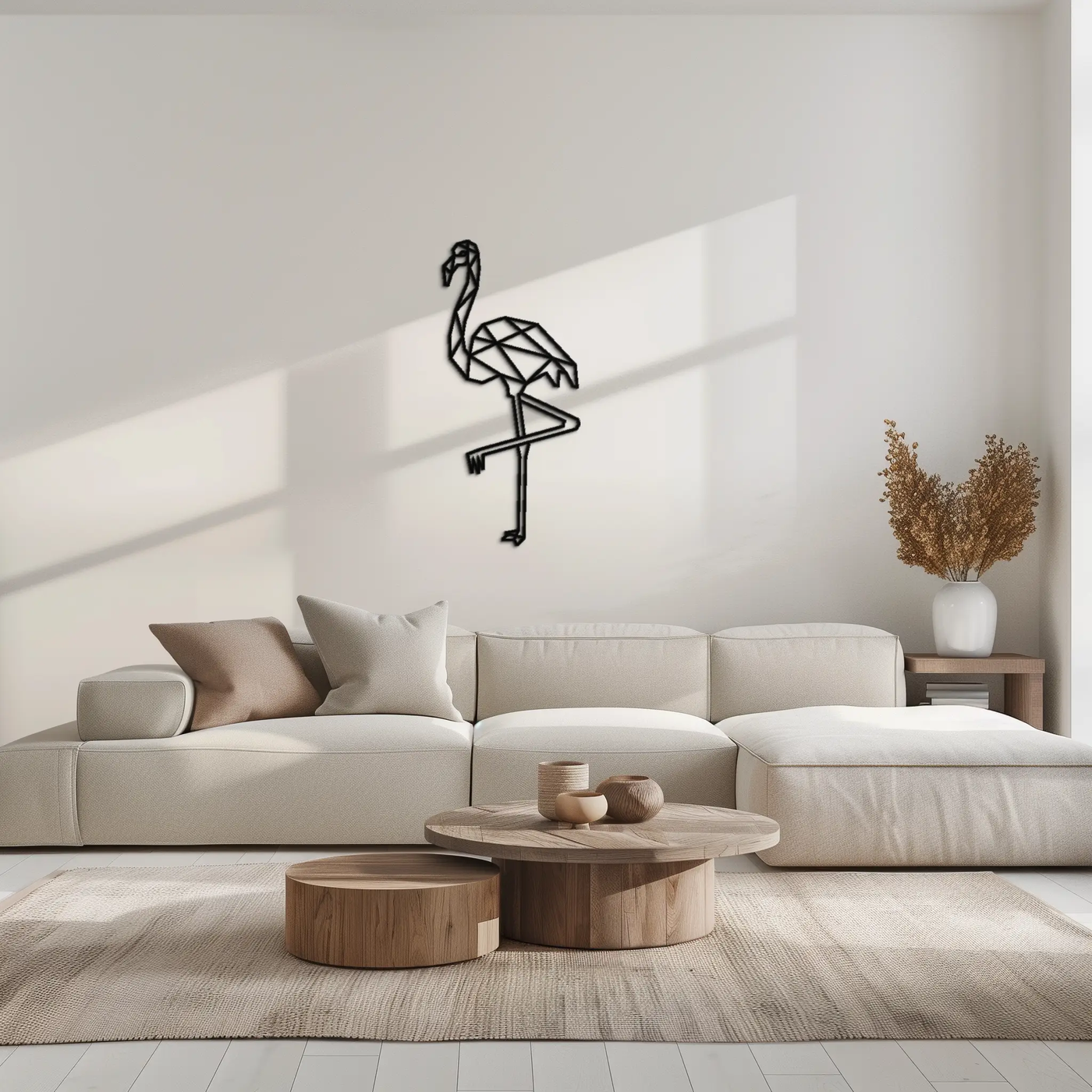 Geometric Flamingo Metal Wall Art - Modern Minimalist Steel Decor - KAF110 by Enova Art