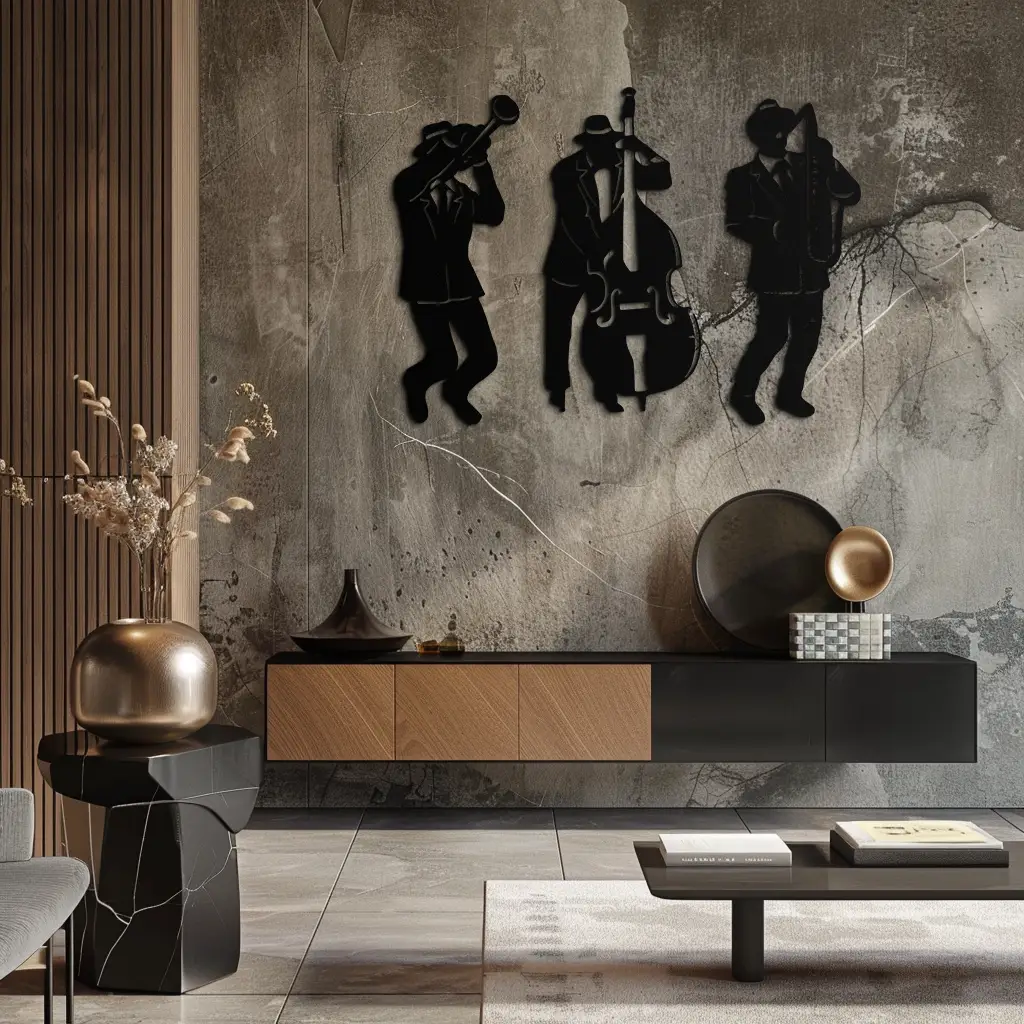 Jazz Musicians Metal Wall Art - 3-Piece Silhouette Music Decor - KAF111 by Enova Art