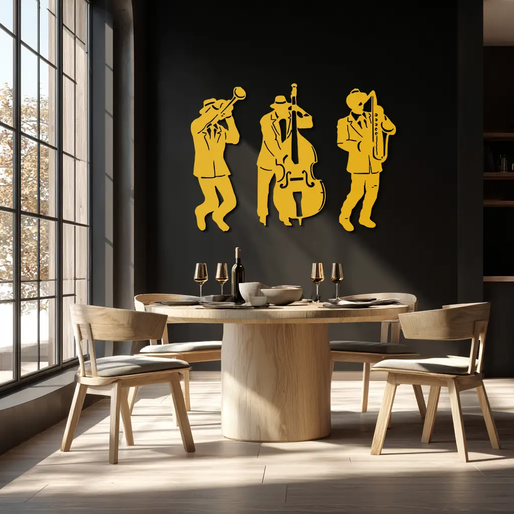 Jazz Musicians Metal Wall Art - 3-Piece Silhouette Music Decor - KAF111 by Enova Art