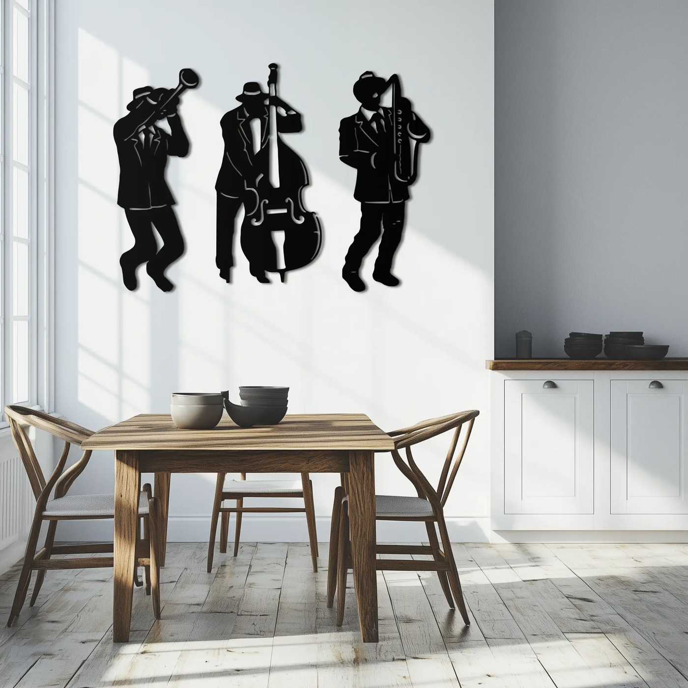 Jazz Musicians Metal Wall Art - 3-Piece Silhouette Music Decor - KAF111 by Enova Art