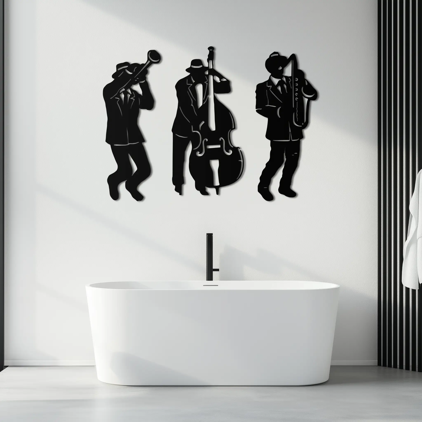 Jazz Musicians Metal Wall Art - 3-Piece Silhouette Music Decor - KAF111 by Enova Art