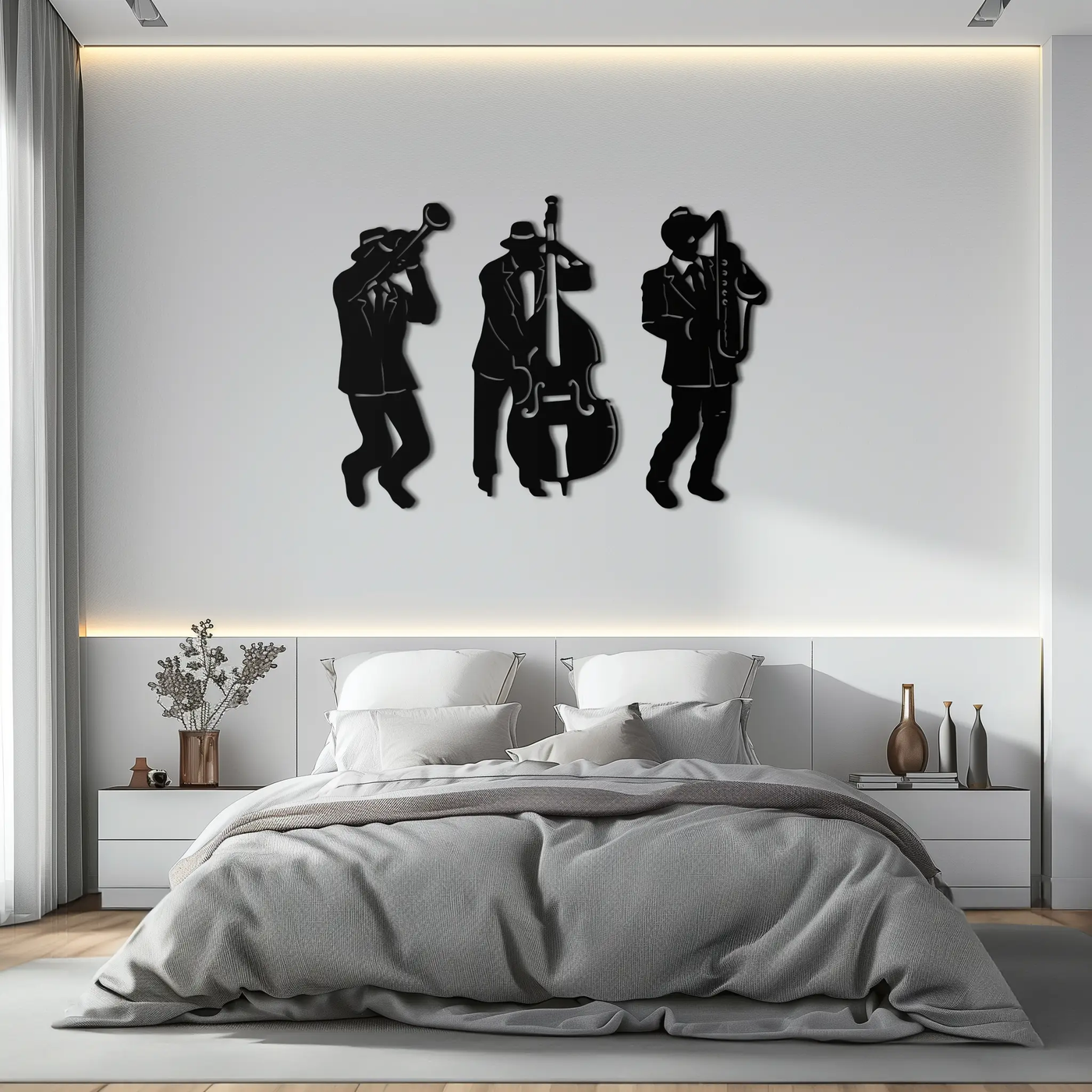 Jazz Musicians Metal Wall Art - 3-Piece Silhouette Music Decor - KAF111 by Enova Art