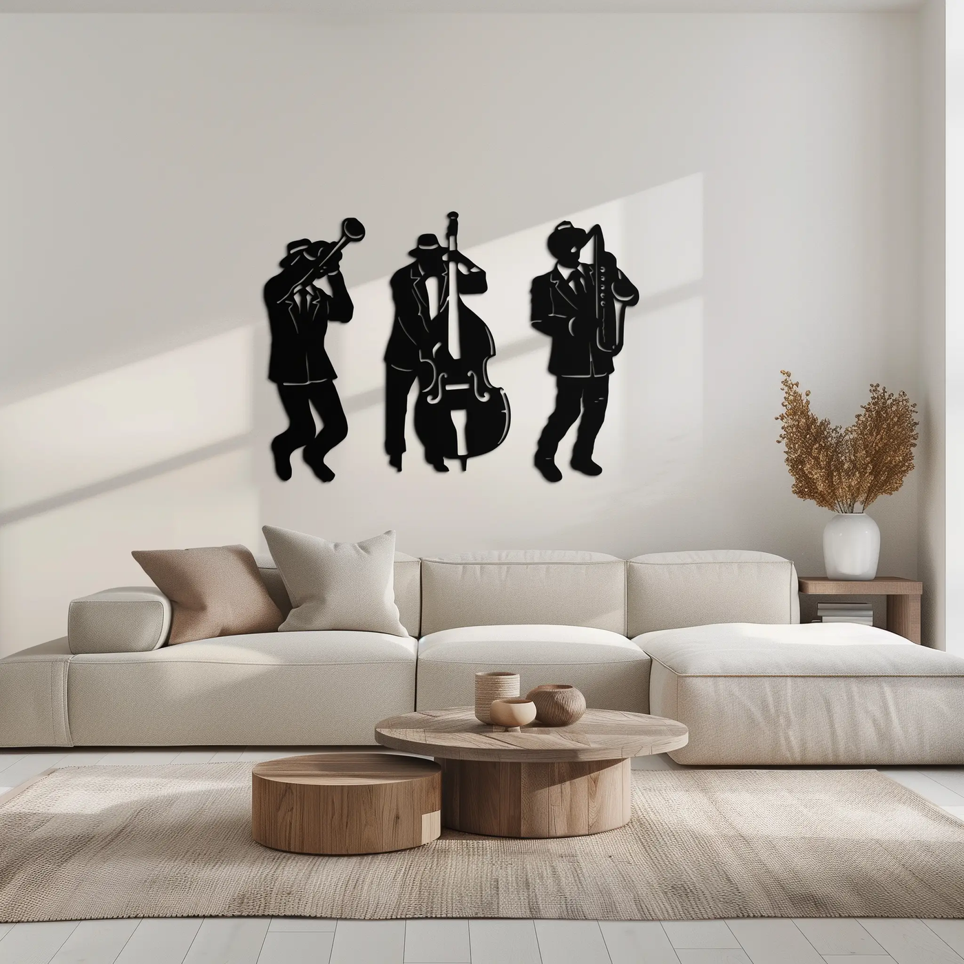 Jazz Musicians Metal Wall Art - 3-Piece Silhouette Music Decor - KAF111 by Enova Art