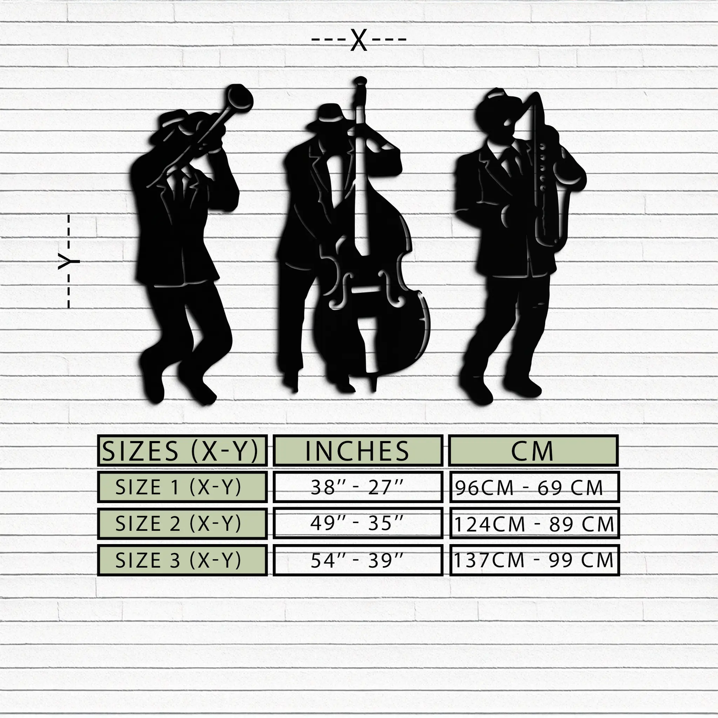 Jazz Musicians Metal Wall Art - 3-Piece Silhouette Music Decor - KAF111 by Enova Art