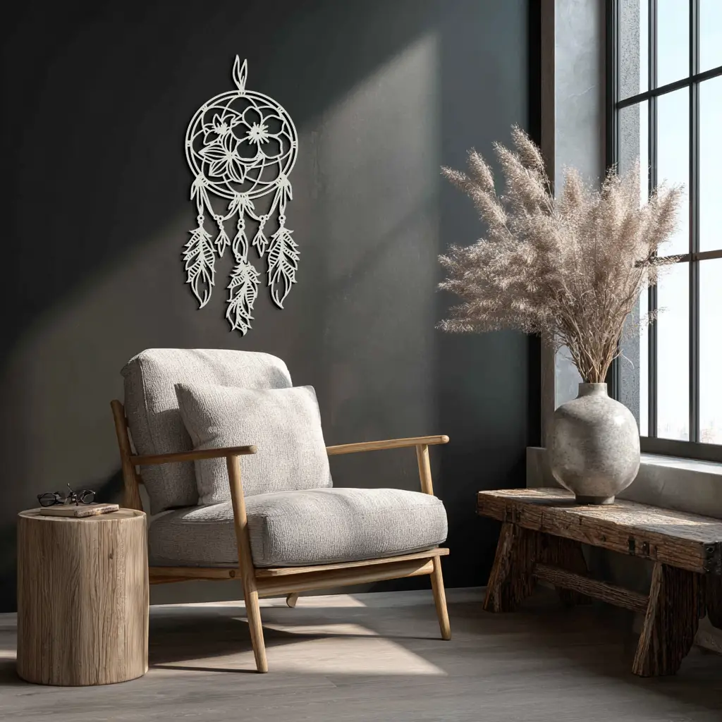 Dreamcatcher Metal Wall Art - Boho-Inspired Steel Wall Decor - KAF113 by Enova Art