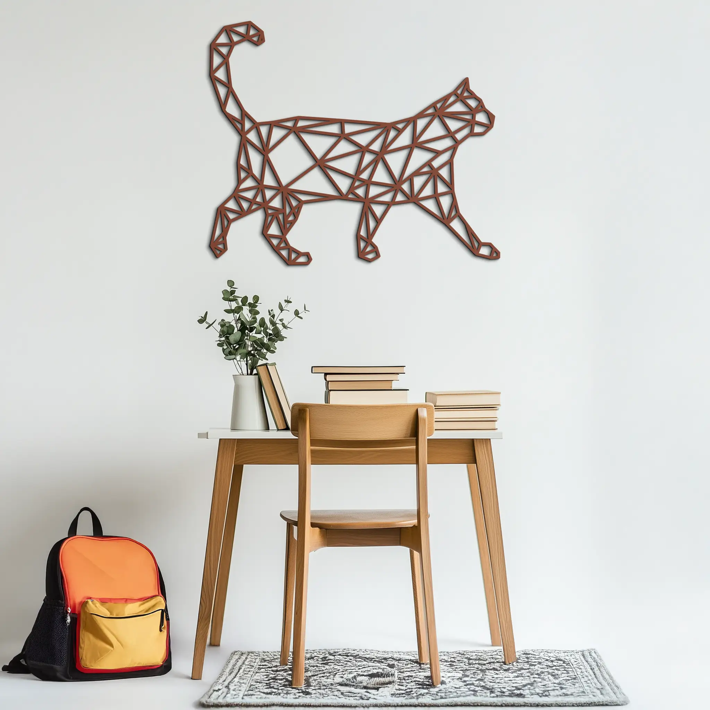 Geometric Cat Metal Wall Art - Modern Feline-Inspired Decor - KAF116 by Enova Art