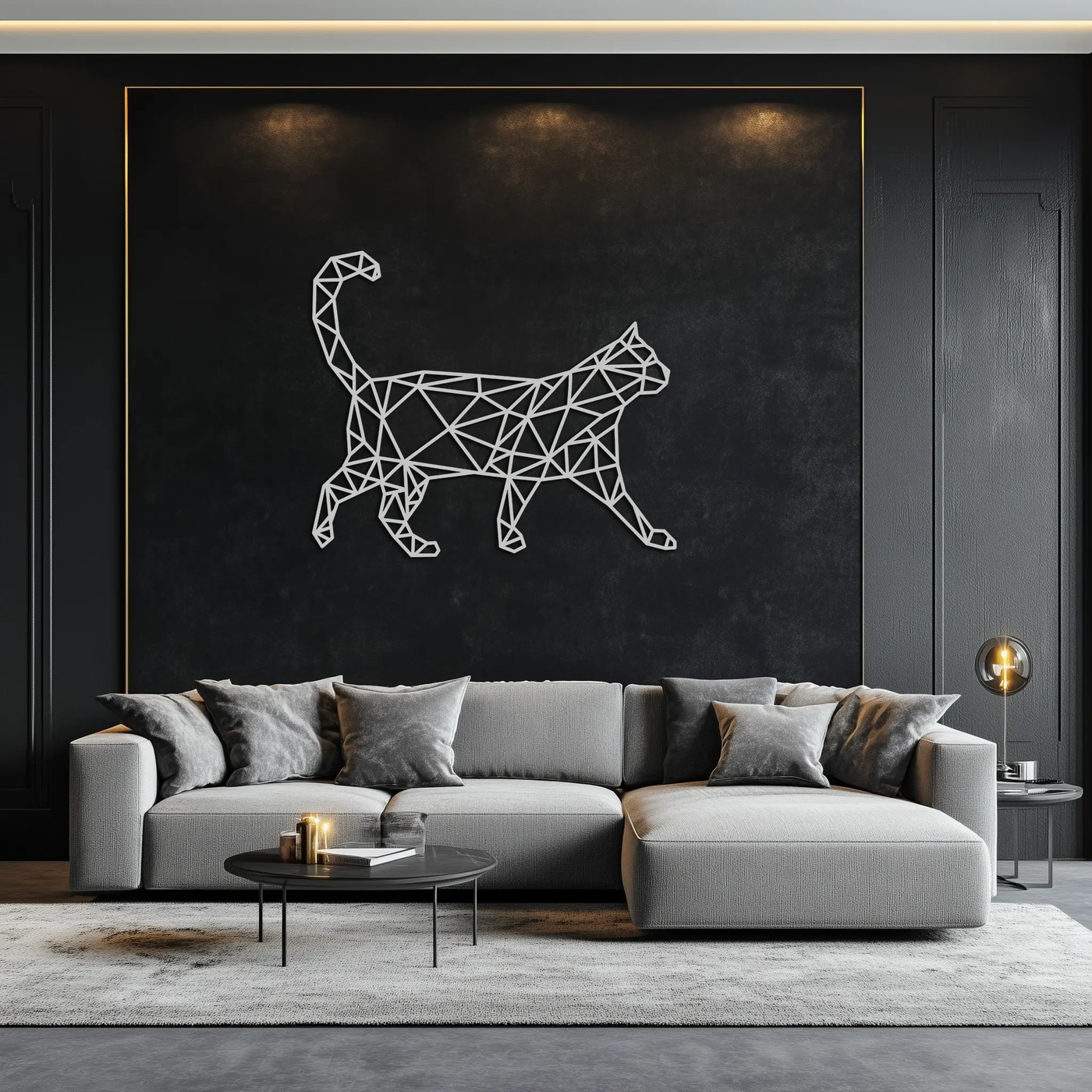 Geometric Cat Metal Wall Art - Modern Feline-Inspired Decor - KAF116 by Enova Art