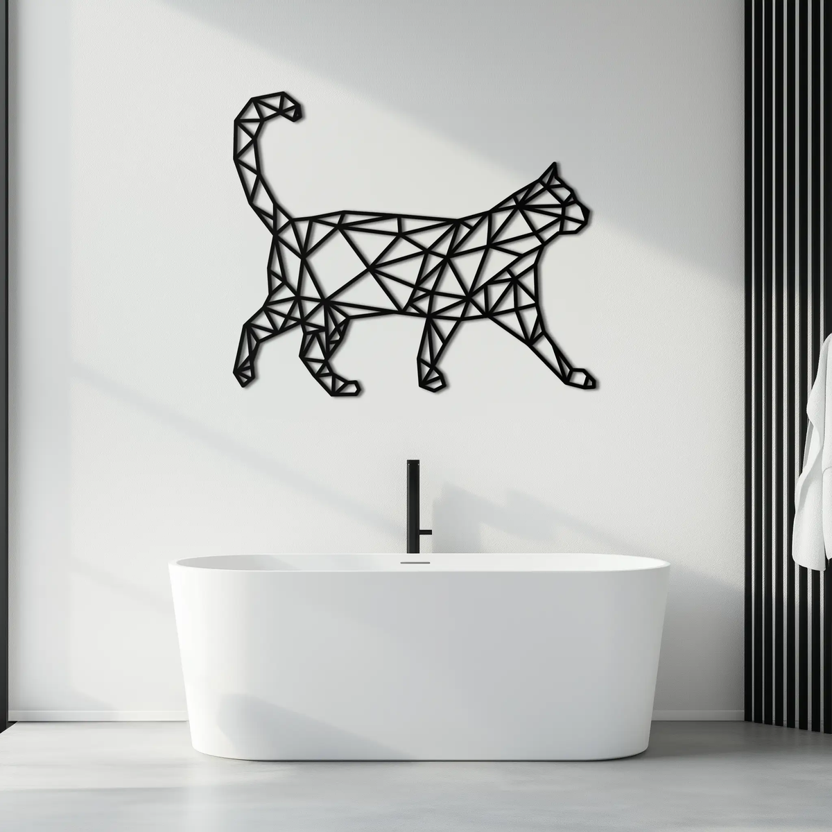 Geometric Cat Metal Wall Art - Modern Feline-Inspired Decor - KAF116 by Enova Art