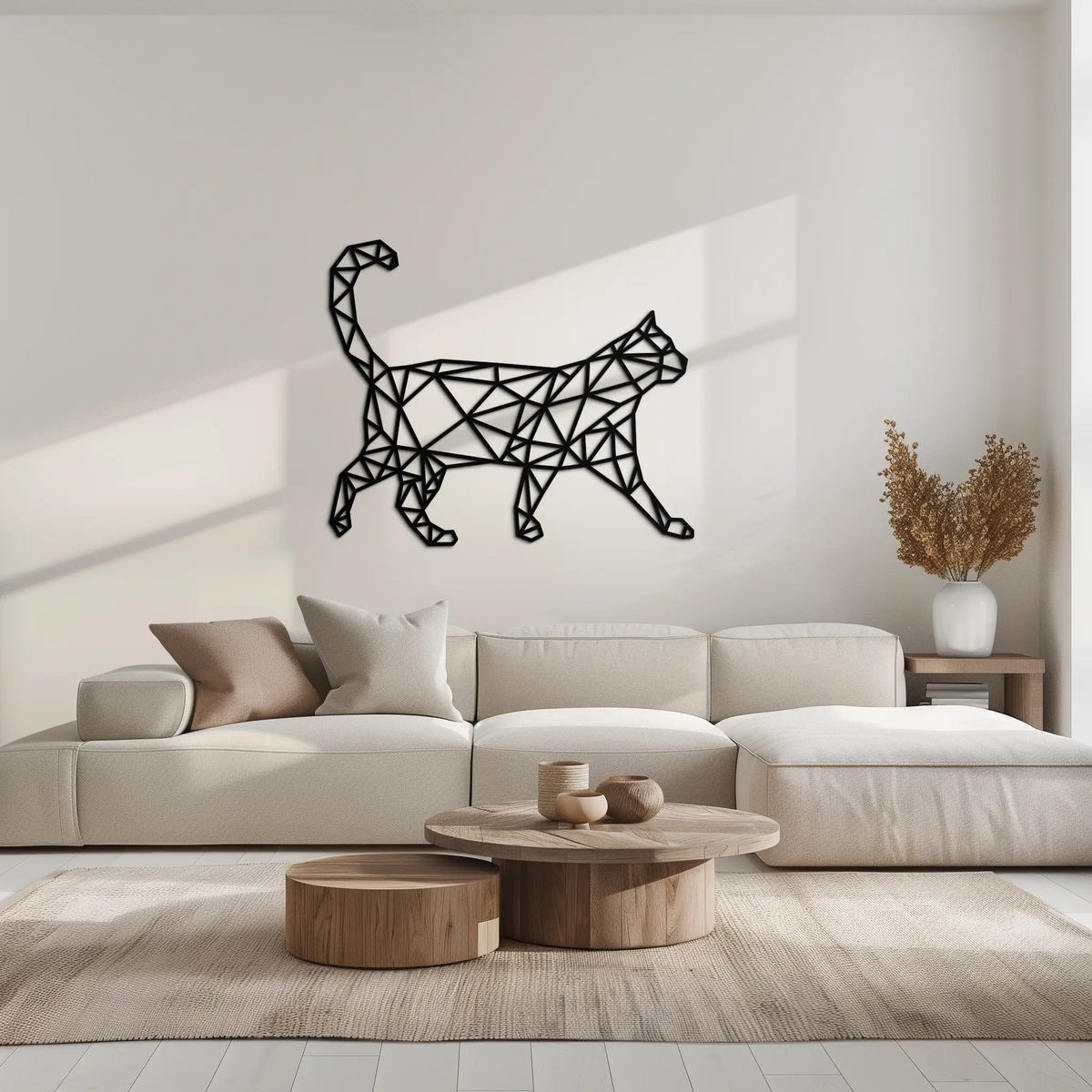 Geometric Cat Metal Wall Art - Modern Feline-Inspired Decor - KAF116 by Enova Art