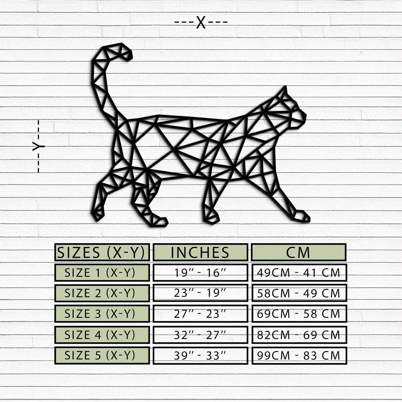 Geometric Cat Metal Wall Art - Modern Feline-Inspired Decor - KAF116 by Enova Art