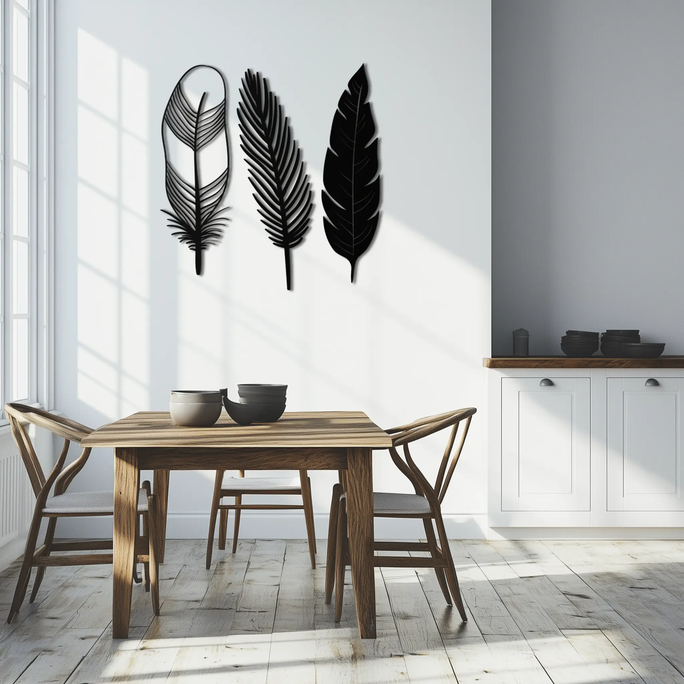 Geometric Feather Metal Wall Art - Modern Boho Steel Decor - KAF117 by Enova Art