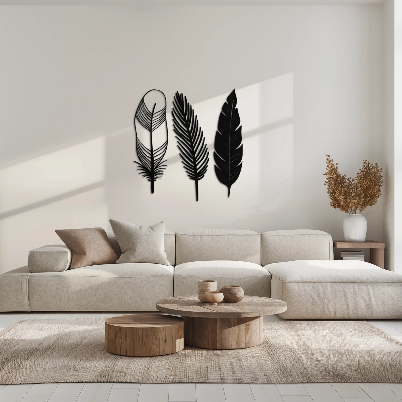 Geometric Feather Metal Wall Art - Modern Boho Steel Decor - KAF117 by Enova Art