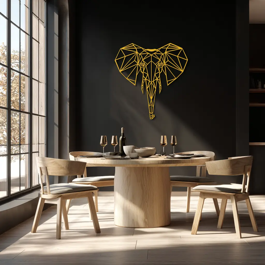 Geometric Elephant Metal Wall Art - Modern Abstract Steel Decor - KAF119 by Enova Art