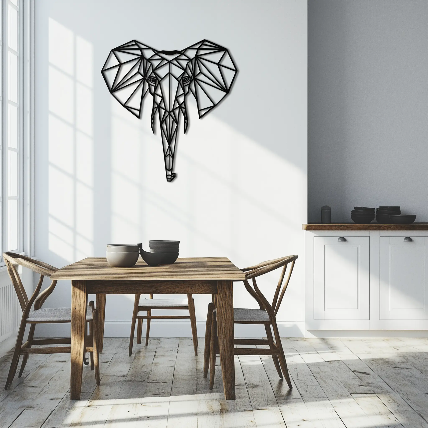 Geometric Elephant Metal Wall Art - Modern Abstract Steel Decor - KAF119 by Enova Art