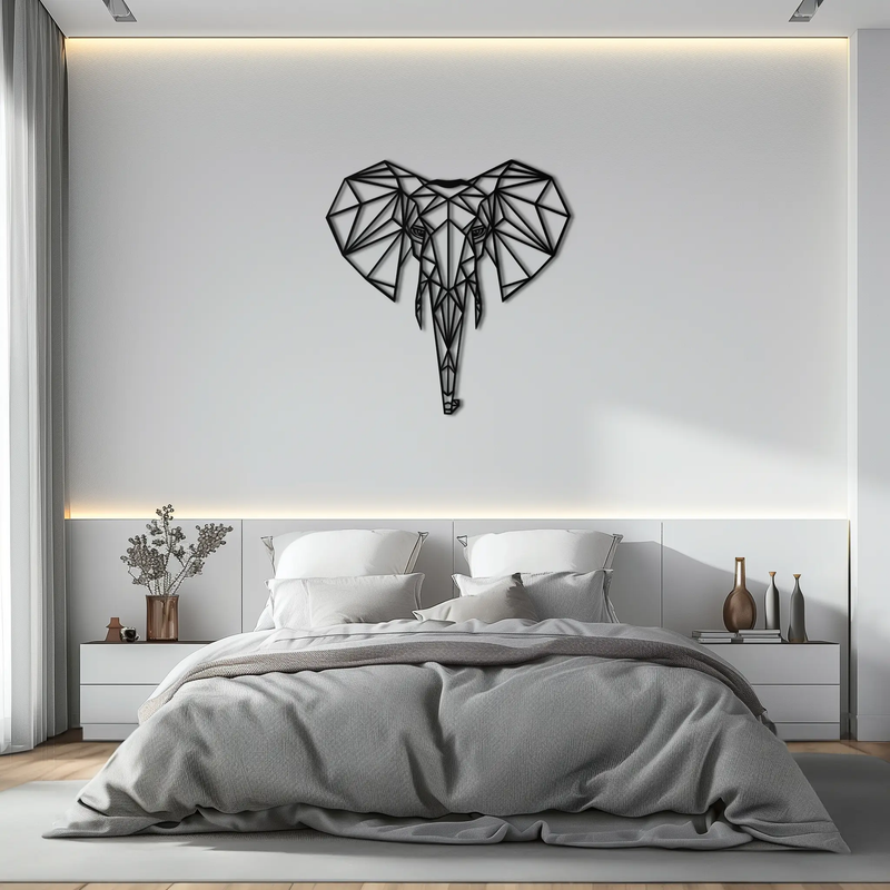 Geometric Elephant Metal Wall Art - Modern Abstract Steel Decor - KAF119 by Enova Art