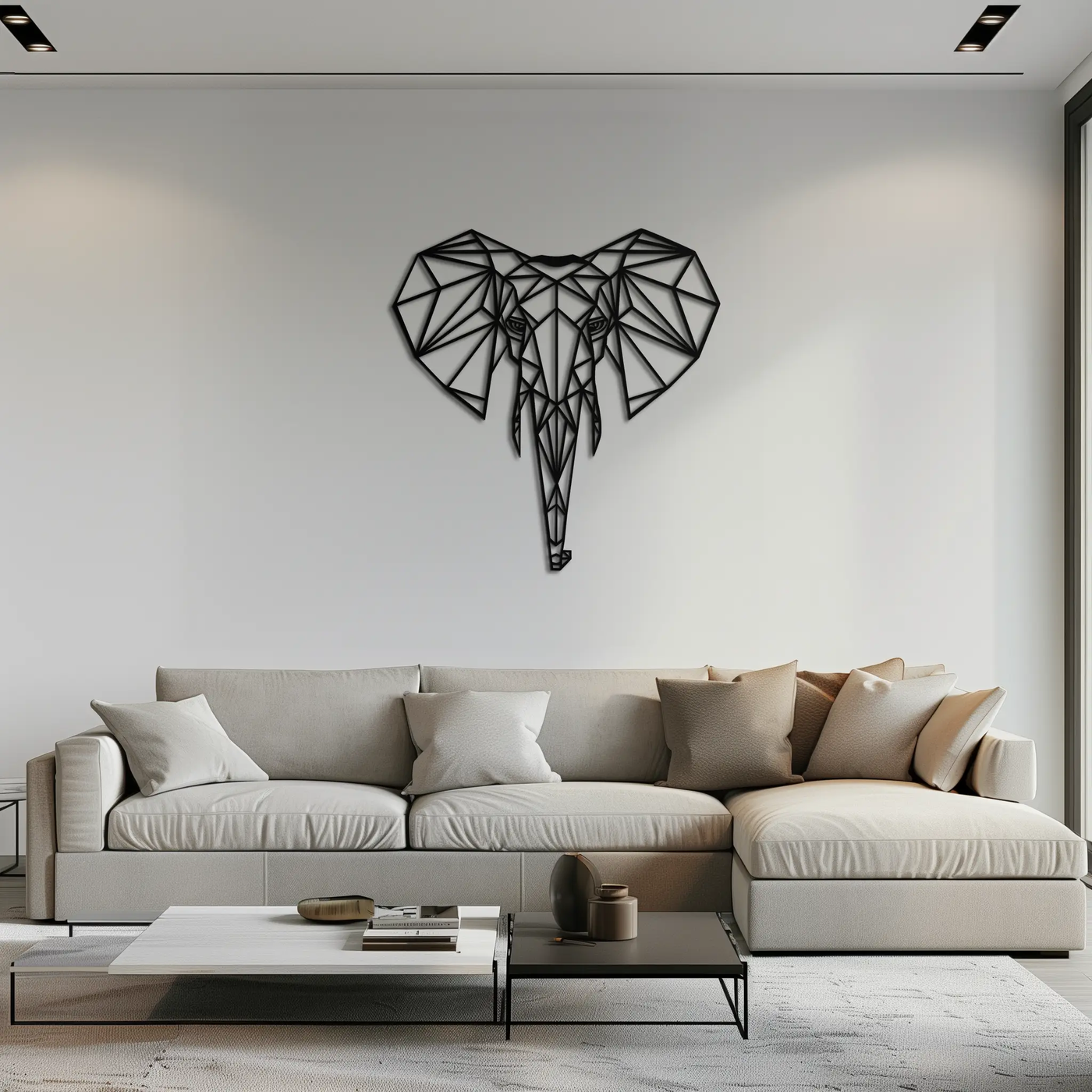 Geometric Elephant Metal Wall Art - Modern Abstract Steel Decor - KAF119 by Enova Art