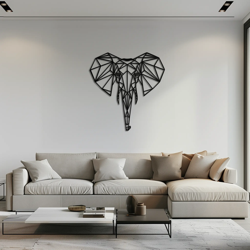 Geometric Elephant Metal Wall Art - Modern Abstract Steel Decor - KAF119 by Enova Art