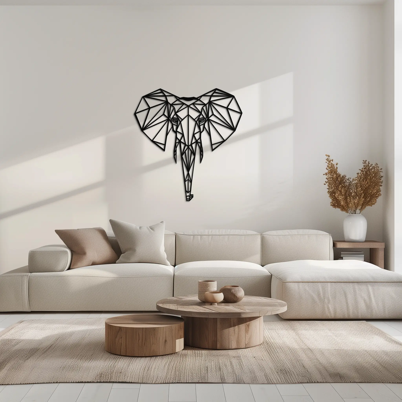 Geometric Elephant Metal Wall Art - Modern Abstract Steel Decor - KAF119 by Enova Art