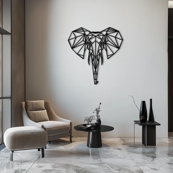Geometric Elephant Metal Wall Art - Modern Abstract Steel Decor - KAF119