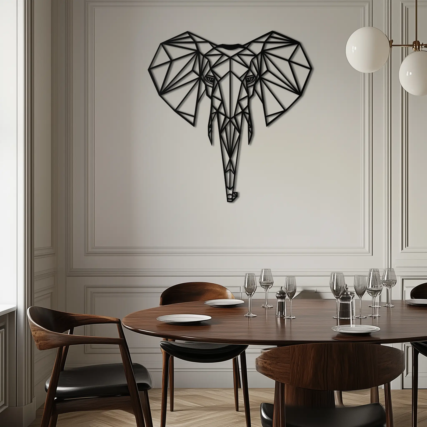 Geometric Elephant Metal Wall Art - Modern Abstract Steel Decor - KAF119 by Enova Art