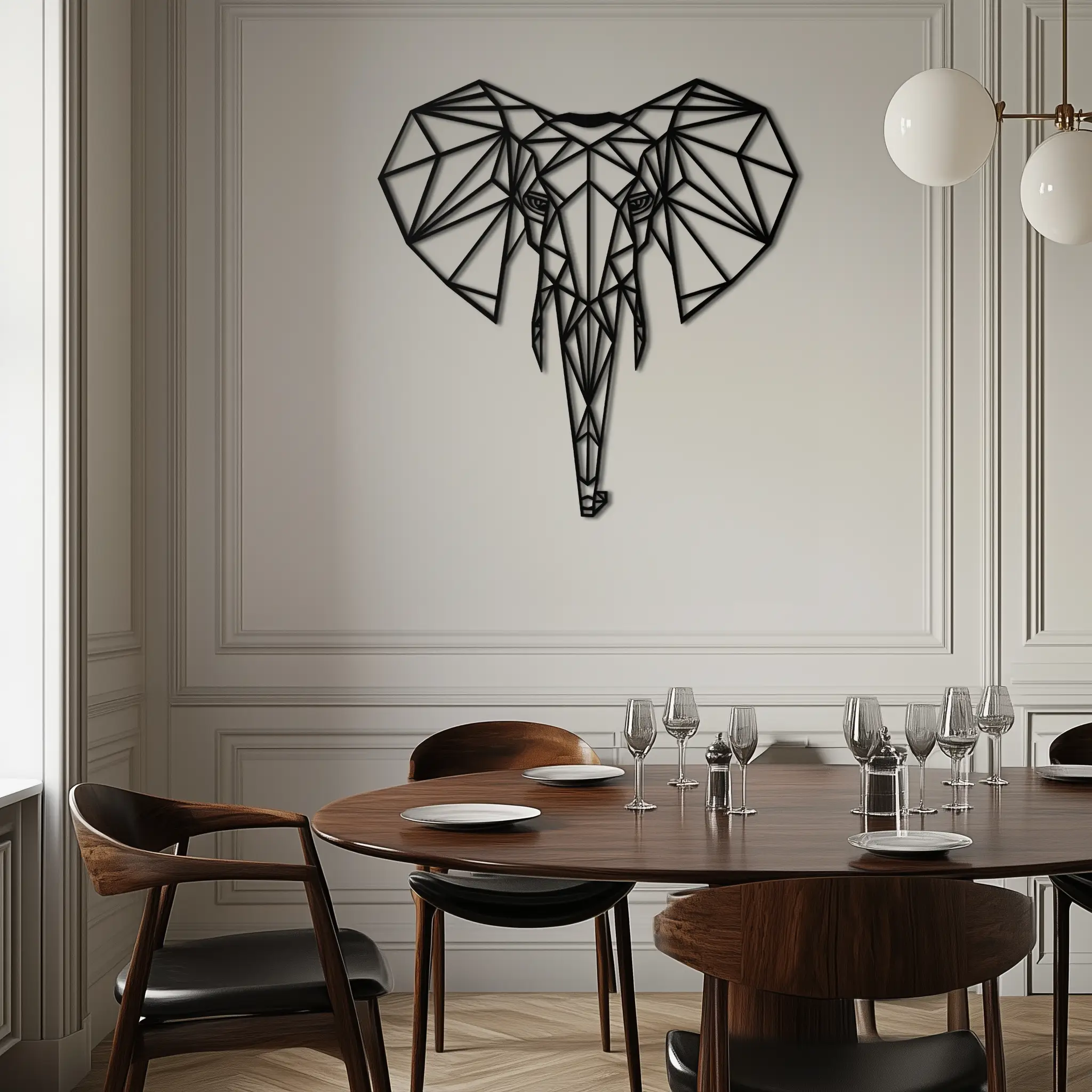 Geometric Elephant Metal Wall Art - Modern Abstract Steel Decor - KAF119 by Enova Art