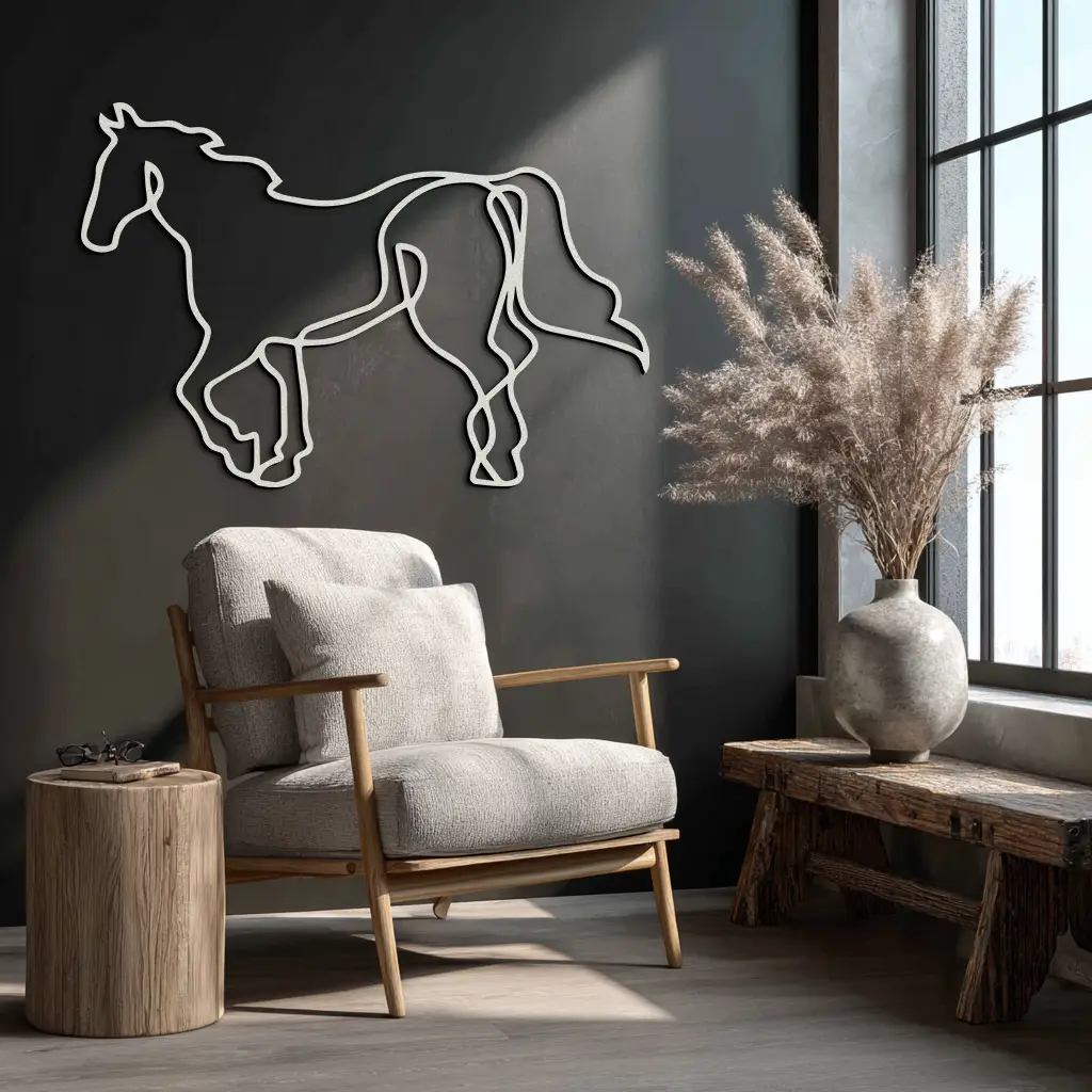 Abstract Horse Metal Wall Art - Minimalist Steel Horse Silhouette - KAF121 by Enova Art