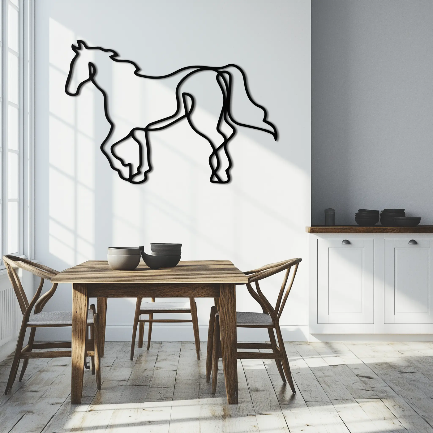 Abstract Horse Metal Wall Art - Minimalist Steel Horse Silhouette - KAF121 by Enova Art