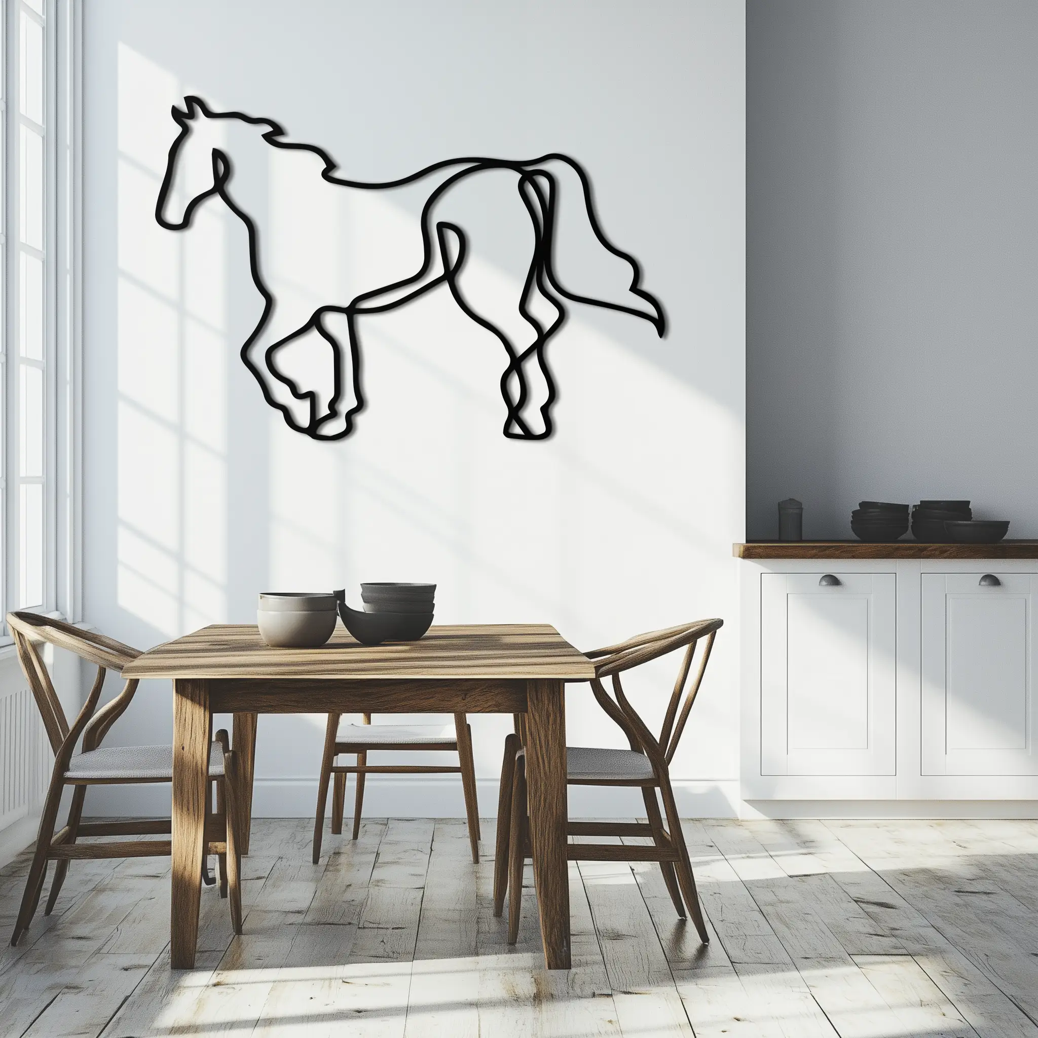 Abstract Horse Metal Wall Art - Minimalist Steel Horse Silhouette - KAF121 by Enova Art