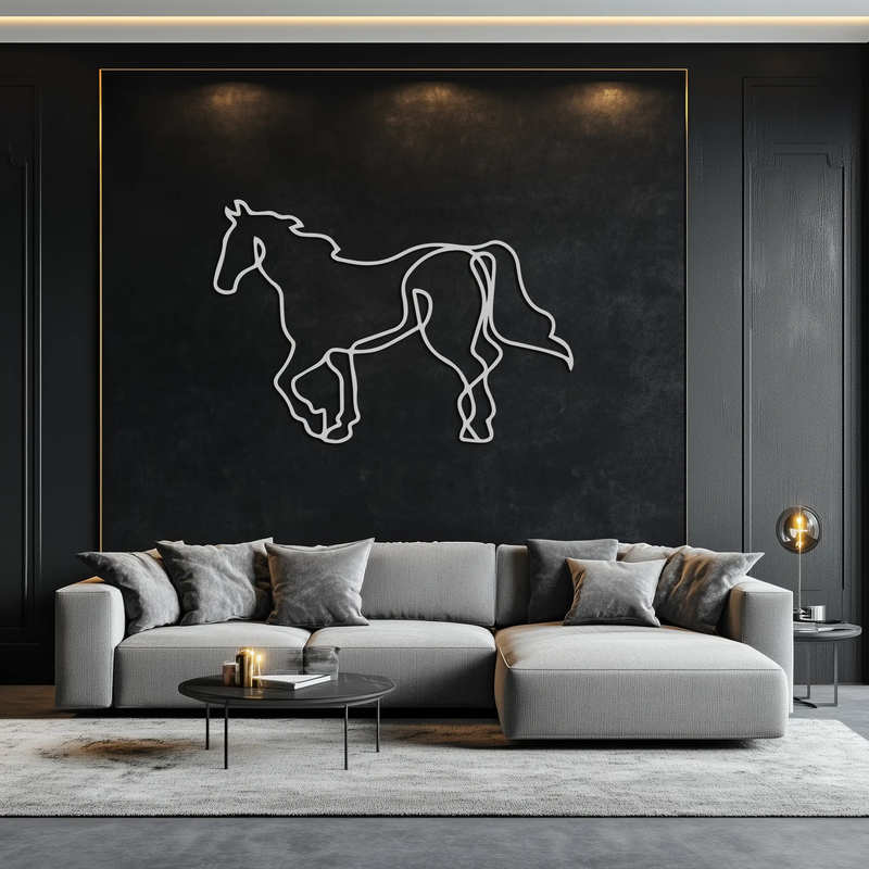 Abstract Horse Metal Wall Art - Minimalist Steel Horse Silhouette - KAF121 by Enova Art