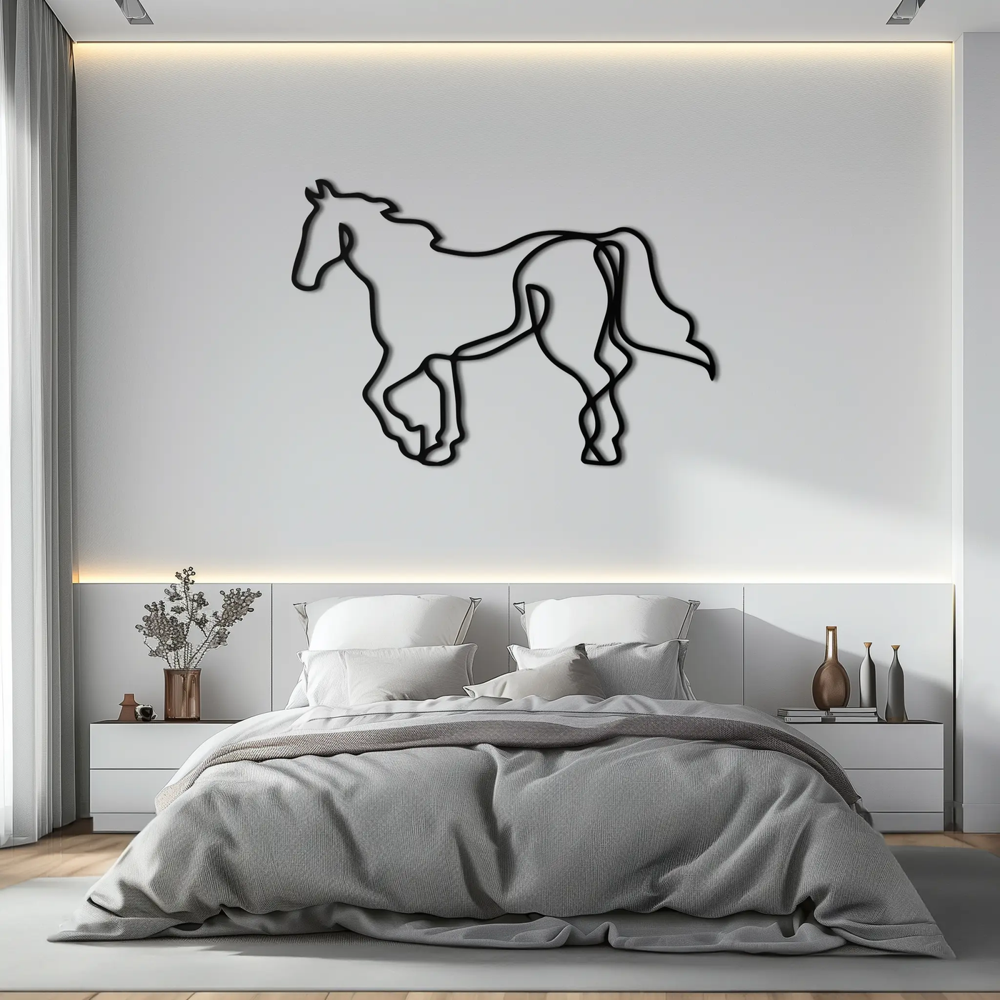 Abstract Horse Metal Wall Art - Minimalist Steel Horse Silhouette - KAF121 by Enova Art