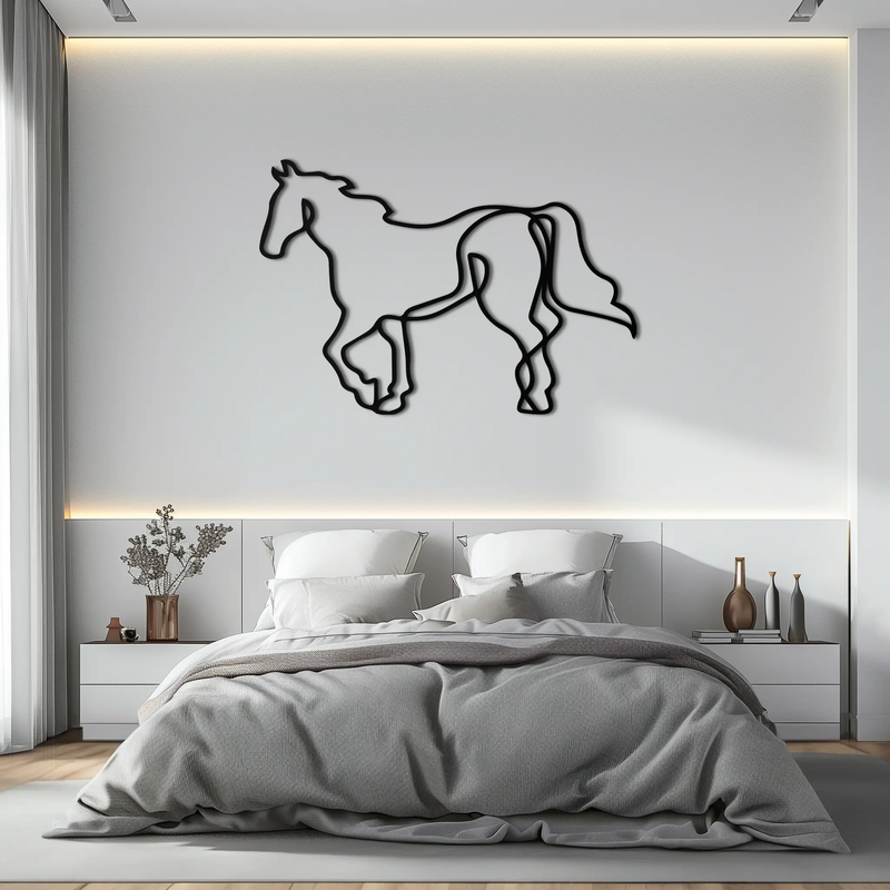Abstract Horse Metal Wall Art - Minimalist Steel Horse Silhouette - KAF121 by Enova Art